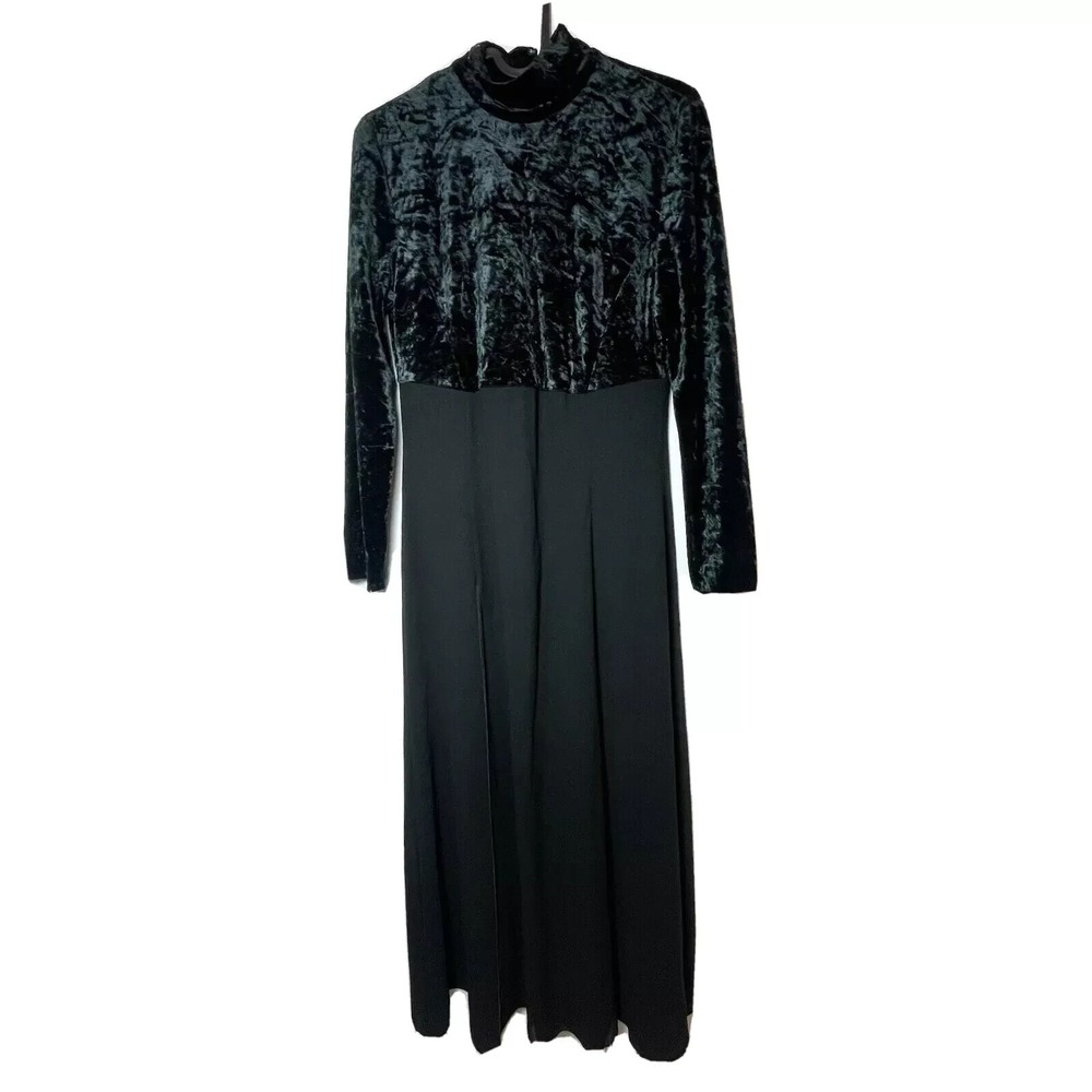 J&R Black Long Sleeve Turtleneck Velvet Dress Womens Size M‎ Punk Gothic 90s Y2K